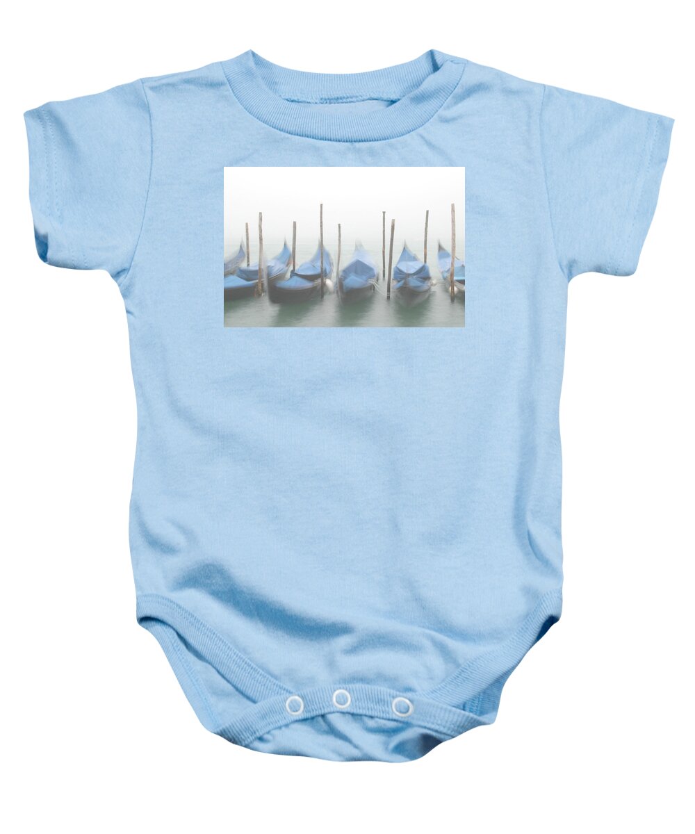 Venice Baby Onesie featuring the photograph Foggy Morning Grand Canal by Tom and Pat Cory