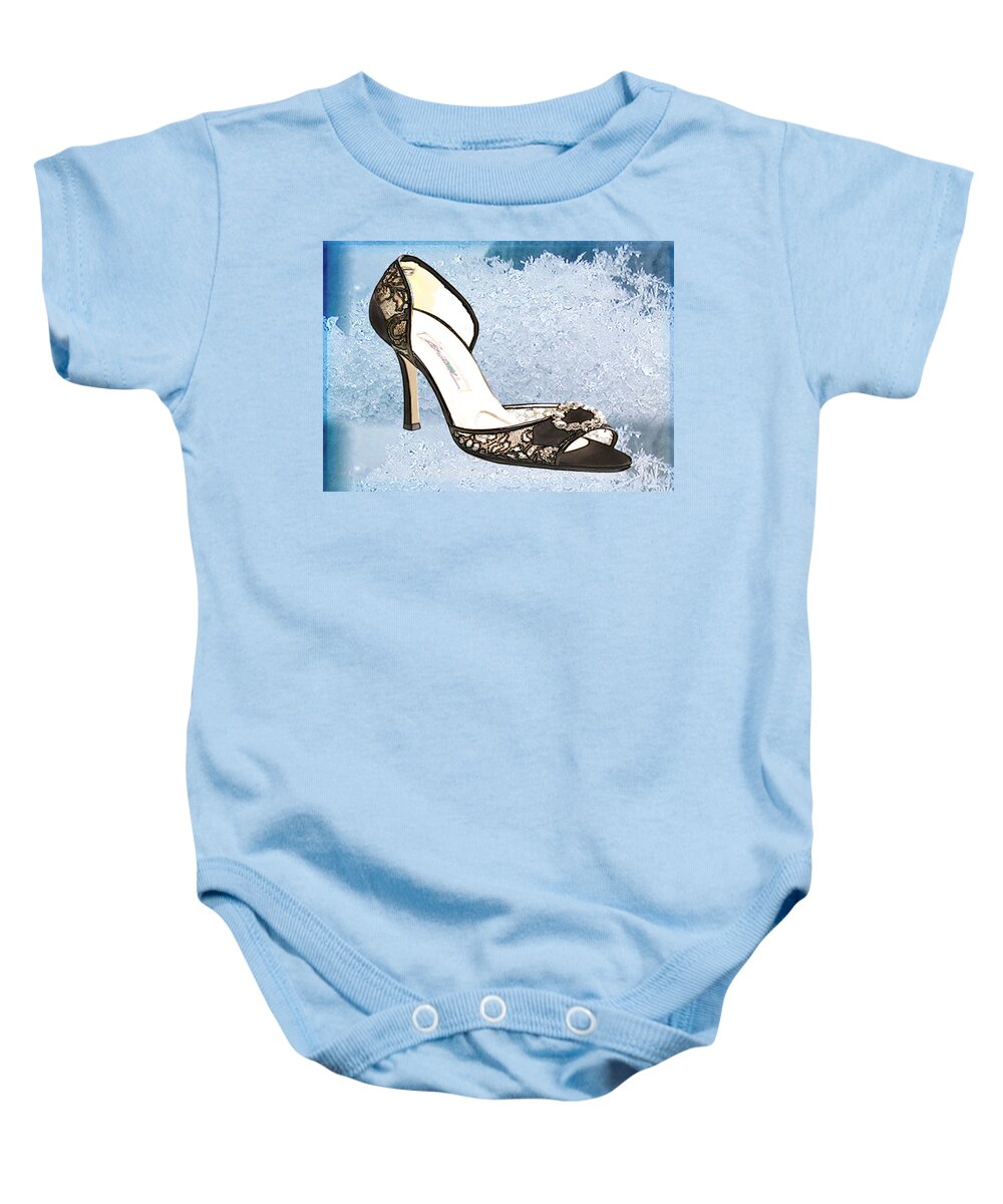 Shoes Heels Pumps Fashion Designer Feet Foot Shoe Baby Onesie featuring the painting Ice Princess Lace Pumps by Elaine Plesser