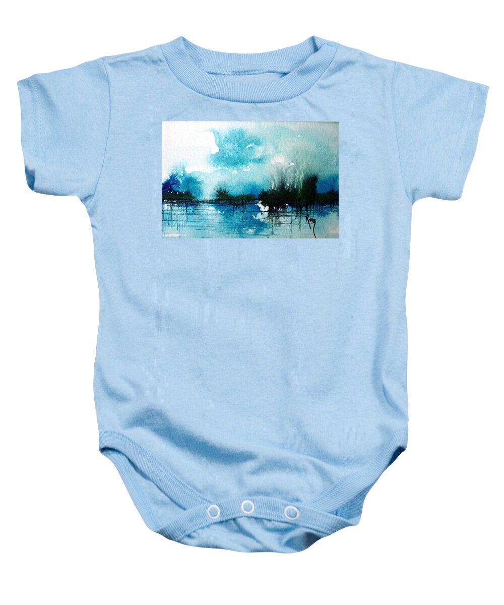 Watercolor Baby Onesie featuring the painting Lake Study7 by Robin Miller-Bookhout
