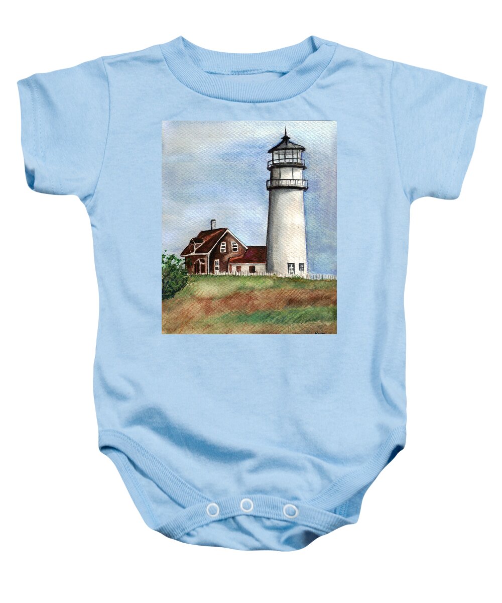 Light House Baby Onesie featuring the painting Light house by Clara Sue Beym