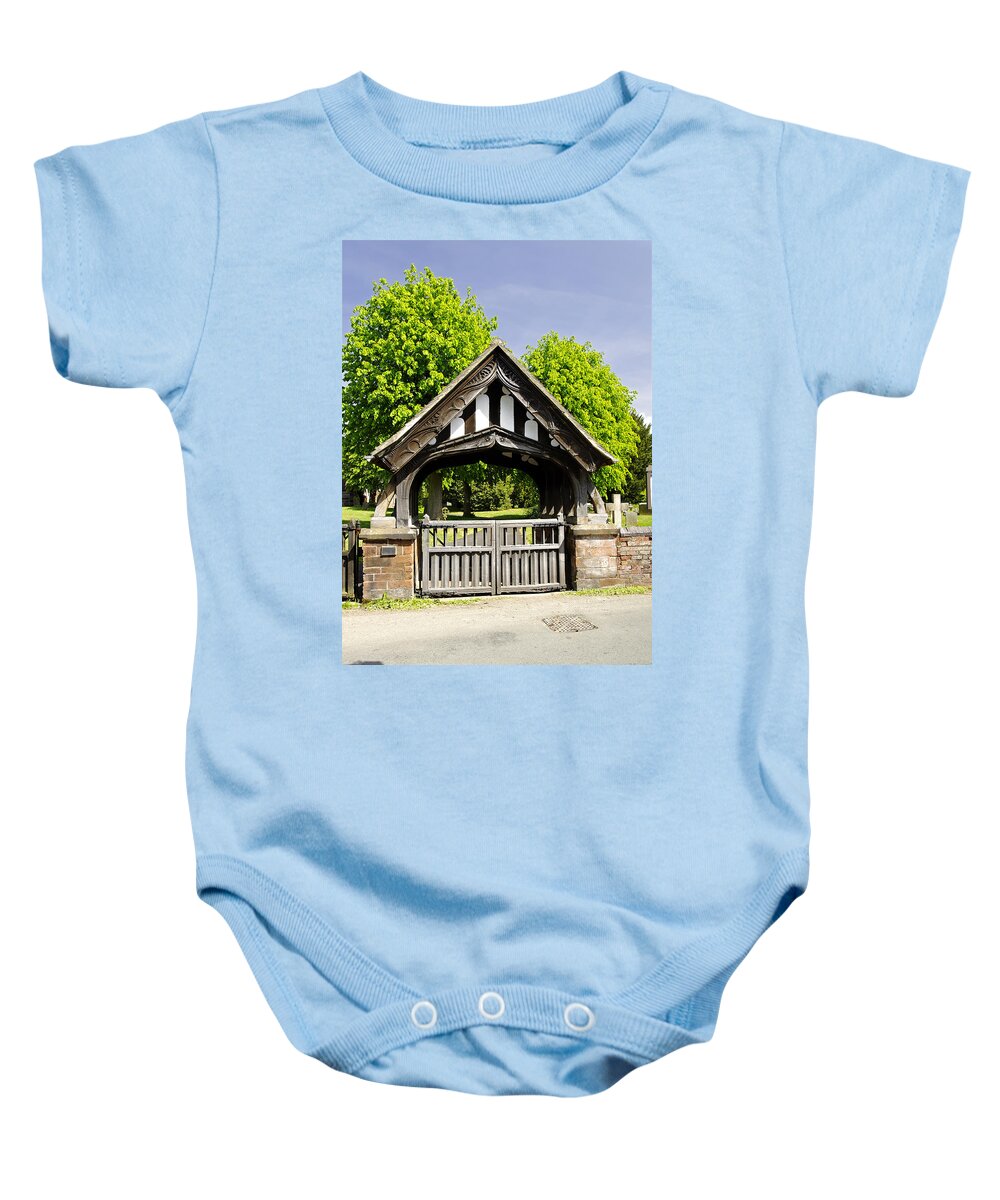 Trees Baby Onesie featuring the photograph Lychgate of All Saints Church - Alrewas by Rod Johnson