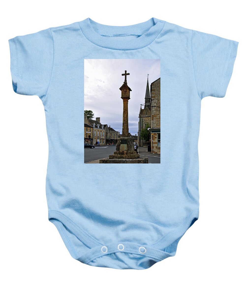 The Cotswolds Baby Onesie featuring the photograph Market Cross - Stow-on-the-Wold by Rod Johnson
