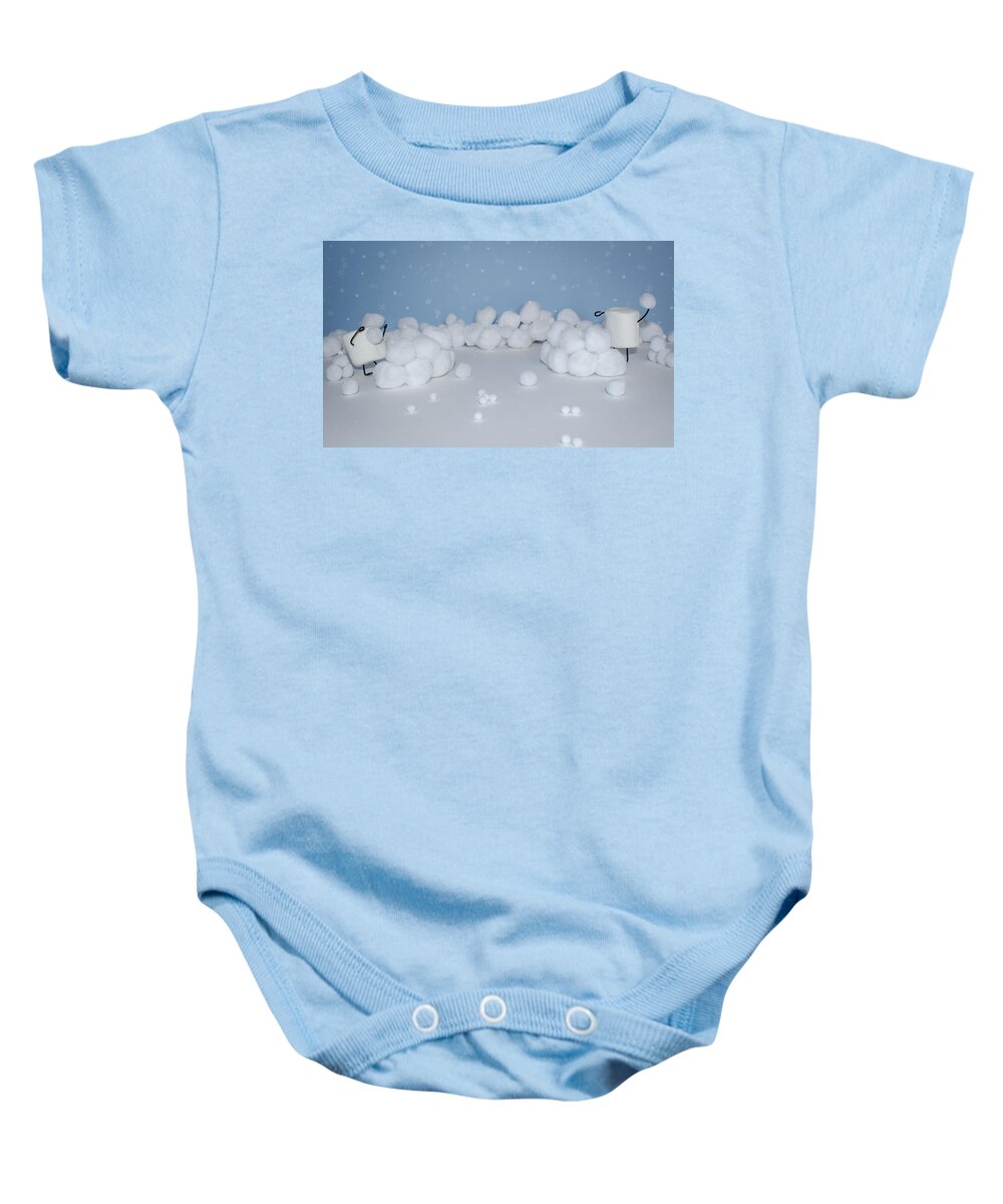 Snowball Baby Onesie featuring the photograph Marshmallow Fight by Heather Applegate
