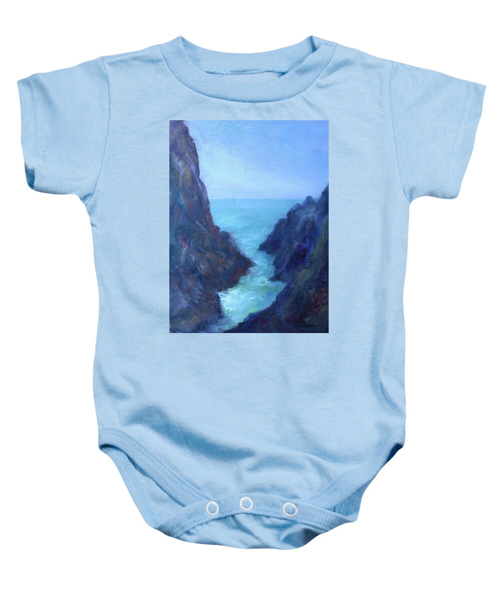 Seascape Baby Onesie featuring the painting Ocean Chasm by Quin Sweetman