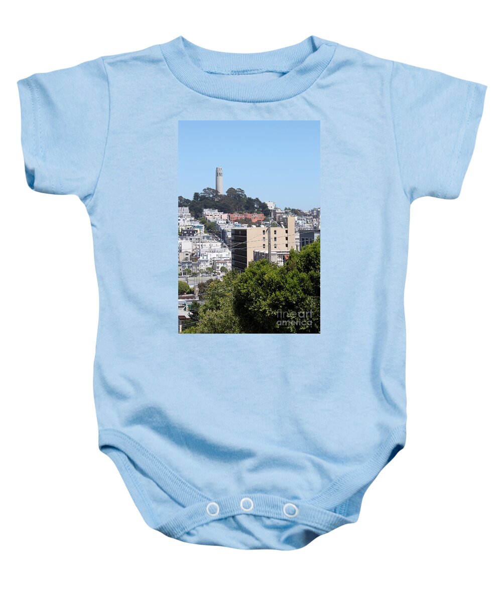 Aerial Baby Onesie featuring the photograph San Francisco Coit Tower by Henrik Lehnerer