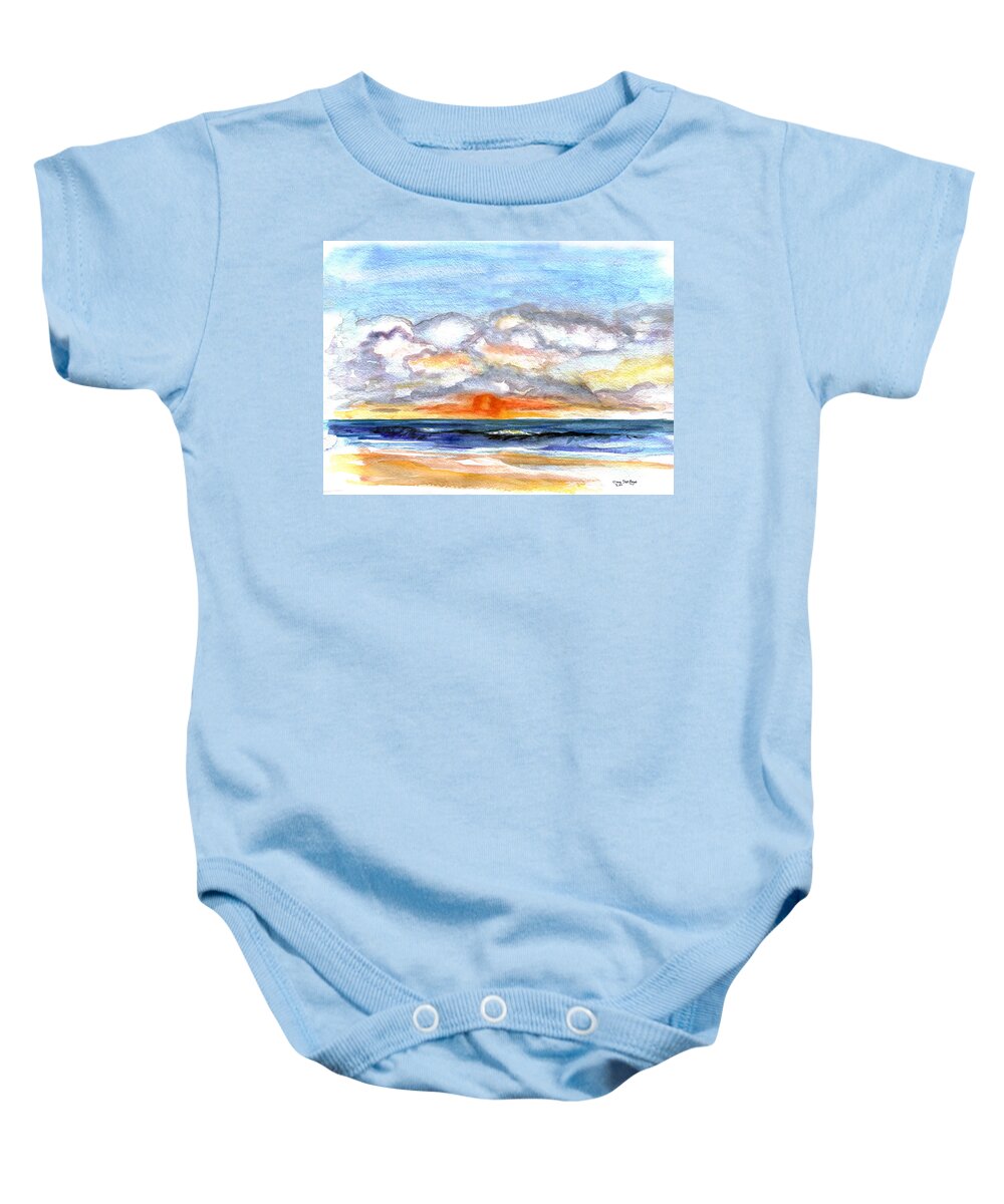 Clouds Baby Onesie featuring the painting Sunset Clouds by Clara Sue Beym
