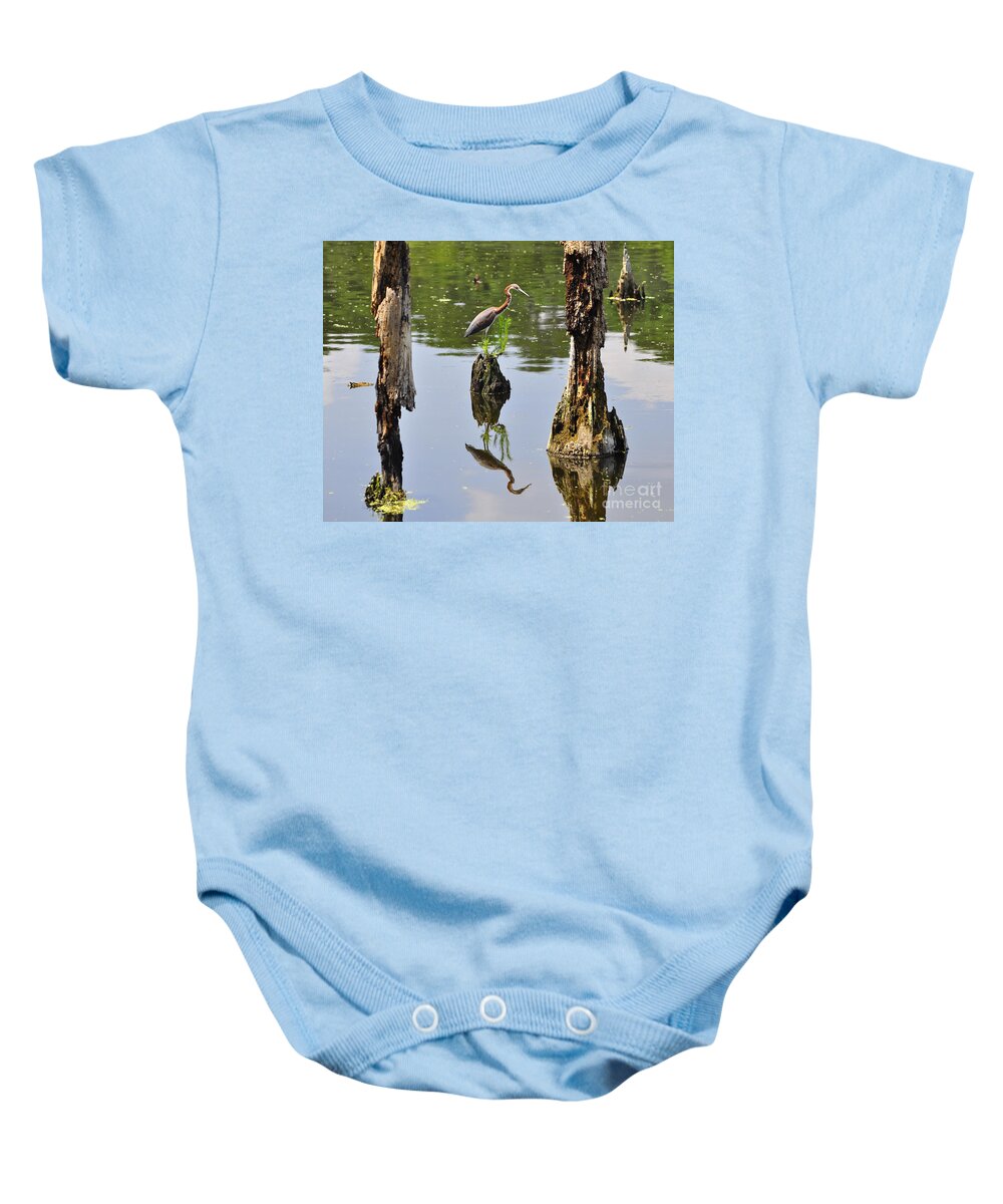 Heron Baby Onesie featuring the photograph Tricolored Reflection by Al Powell Photography USA