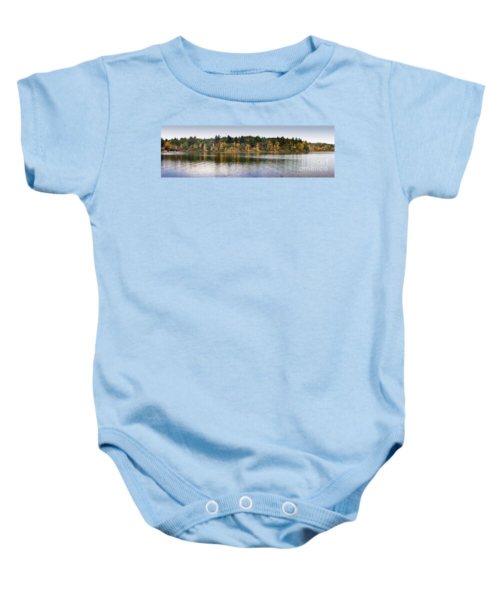 Americana Baby Onesie featuring the photograph Walden Pond Panorama I by Thomas Marchessault