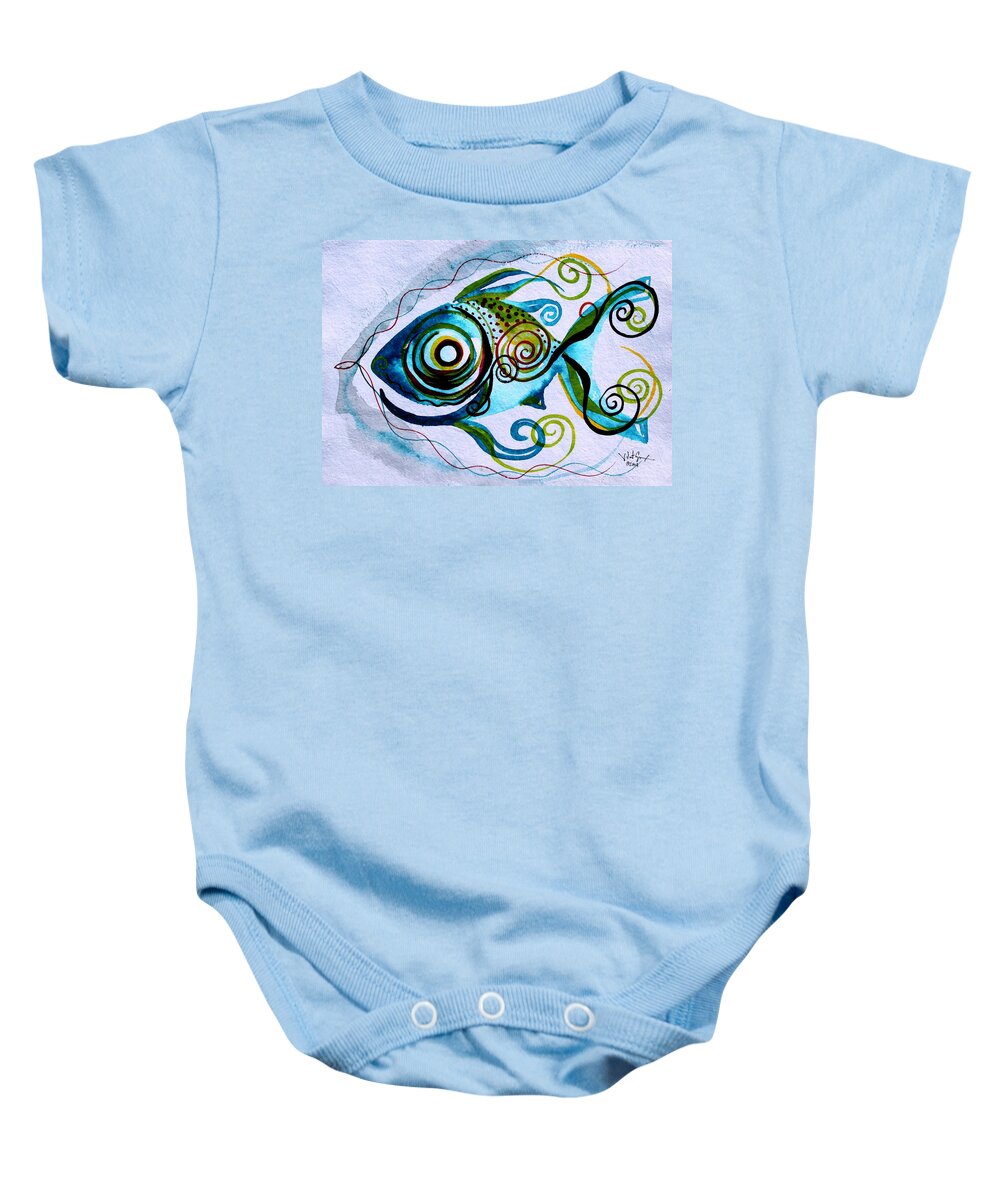 Paintings Baby Onesie featuring the painting WTFish 006 by J Vincent Scarpace