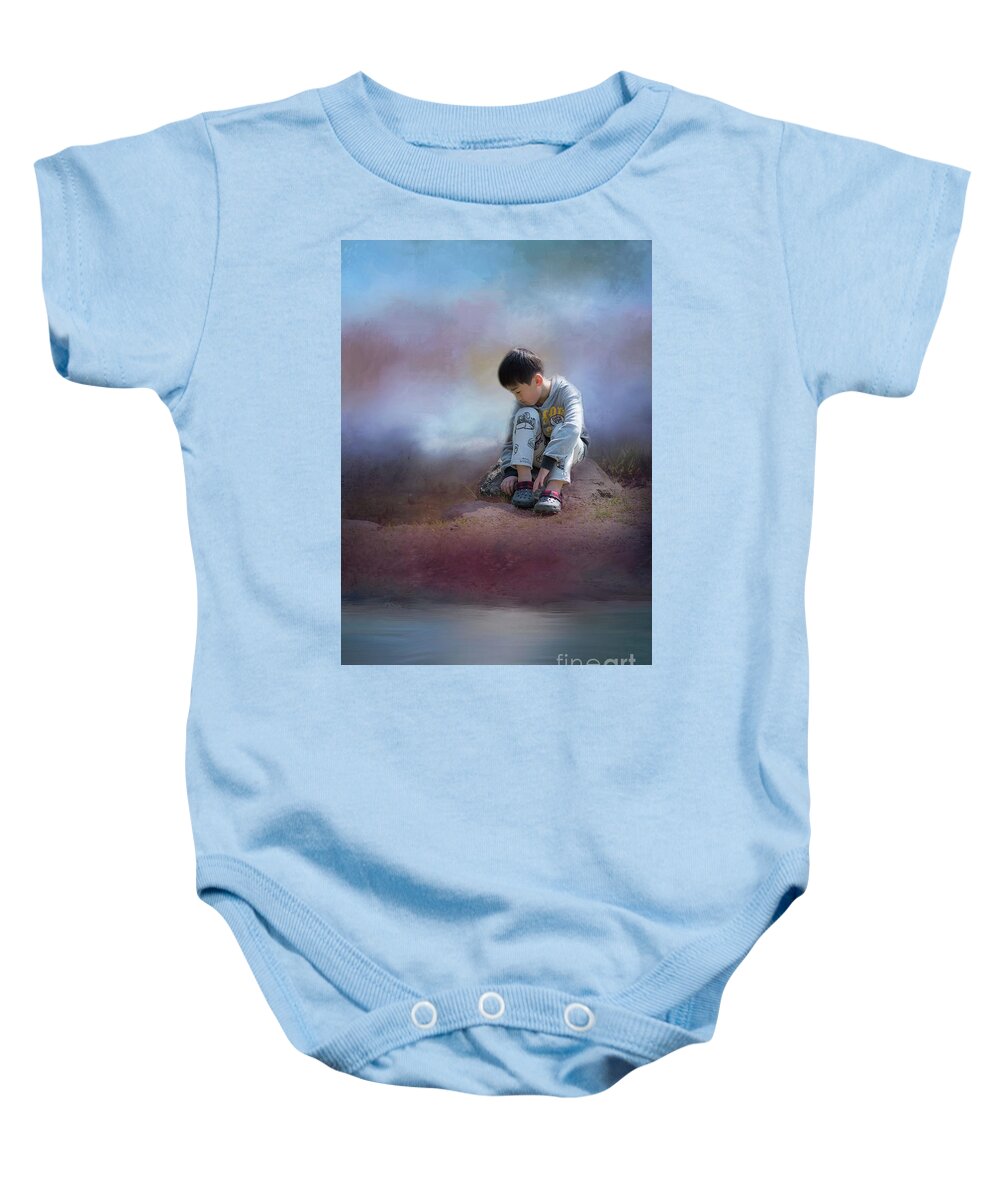 Boy Baby Onesie featuring the photograph Alone #1 by Eva Lechner