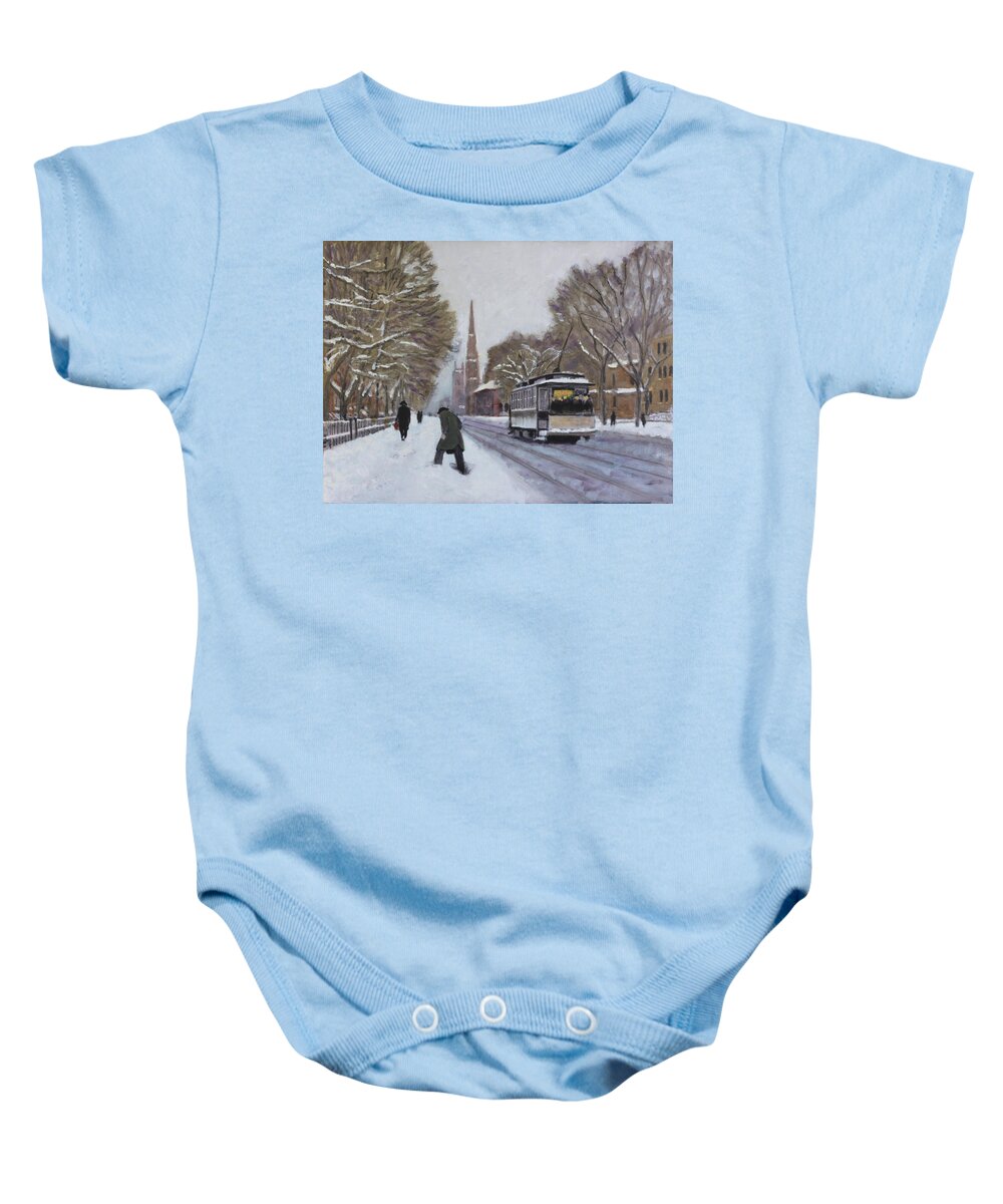 Winter Baby Onesie featuring the painting Great Lakes Commuters #2 by David Zimmerman