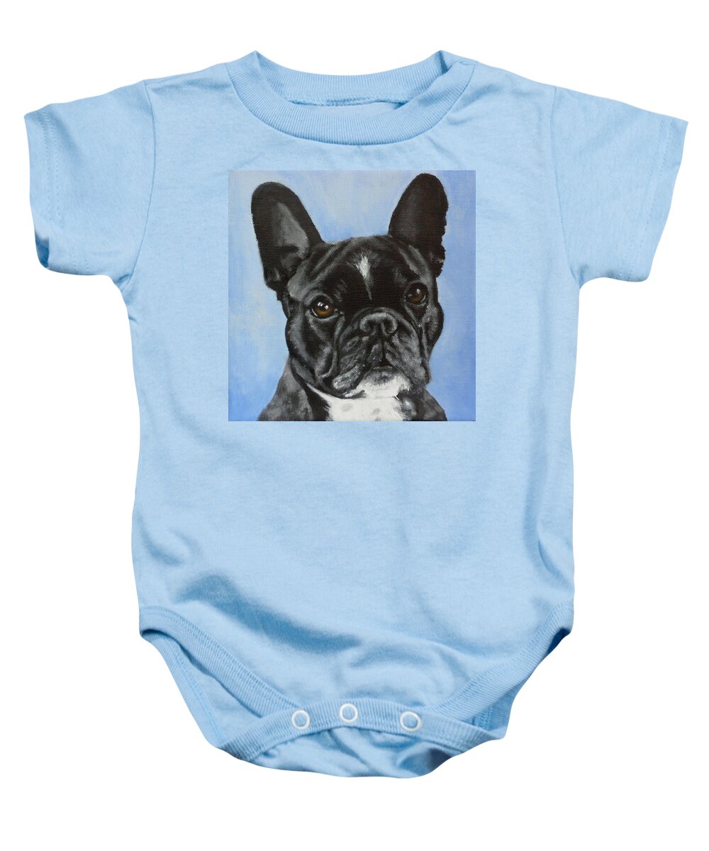 Frenchie Baby Onesie featuring the painting Harvey #1 by Carol Russell