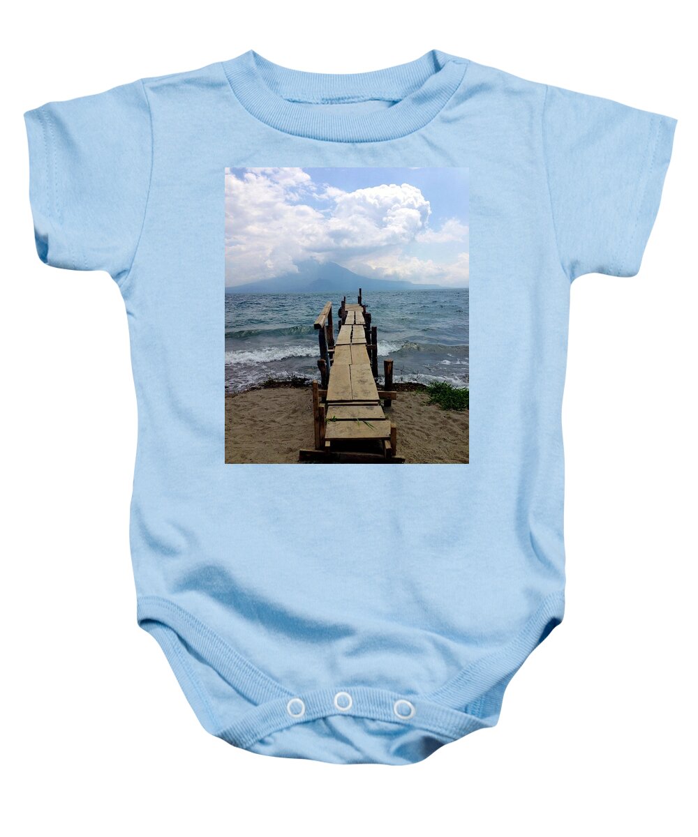 Guatemala Baby Onesie featuring the photograph Lake Atitlan Dock #1 by Brian Eberly