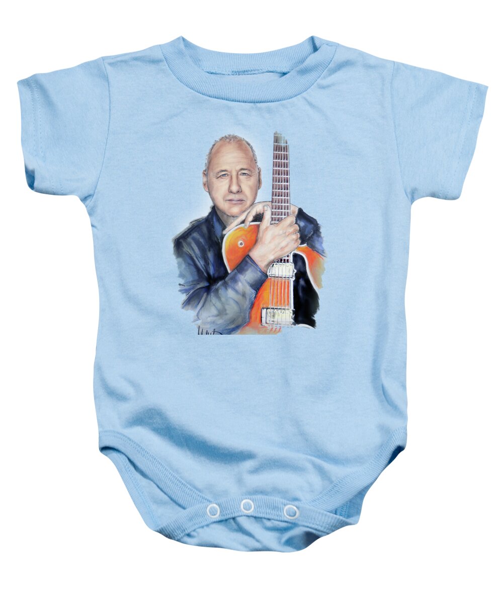 Mark Knopfler Baby Onesie featuring the painting Mark Knopfler by Melanie D