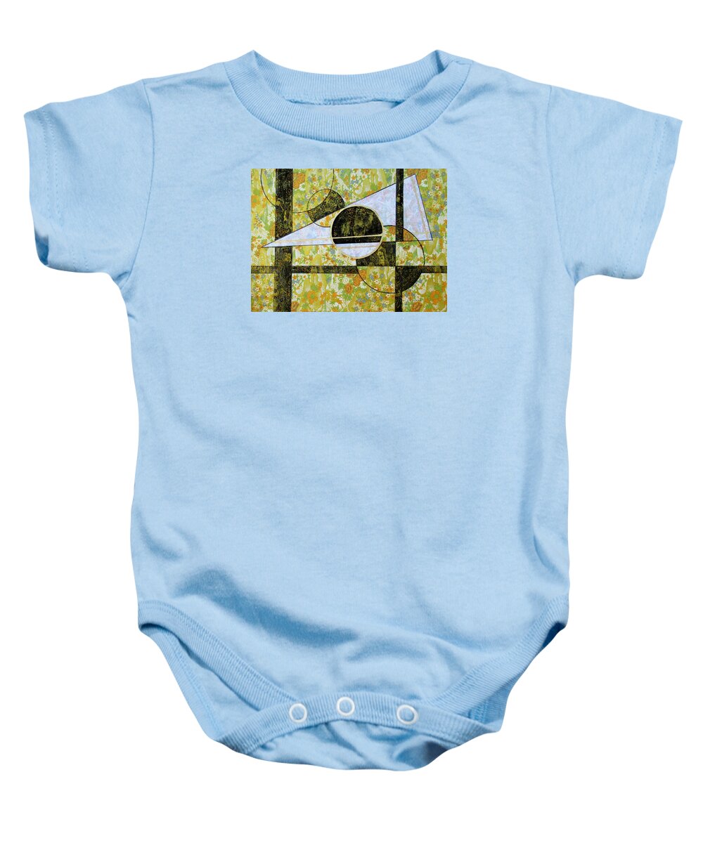 Abstract Baby Onesie featuring the mixed media Origami Collage by Louise Adams