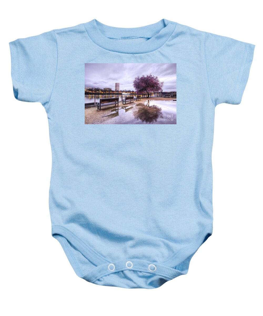 Portland Oregon Waterfront Tree Reflection Baby Onesie featuring the photograph Portland Oregon Waterfront Tree Reflection #2 by Dustin K Ryan