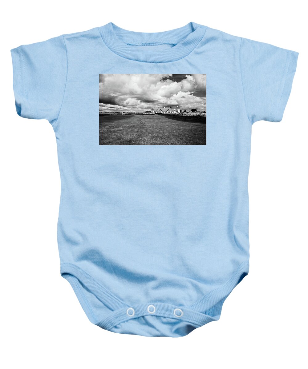 Portmarnock Baby Onesie featuring the photograph Portmarnock Under the Clouds - bw by Scott Pellegrin
