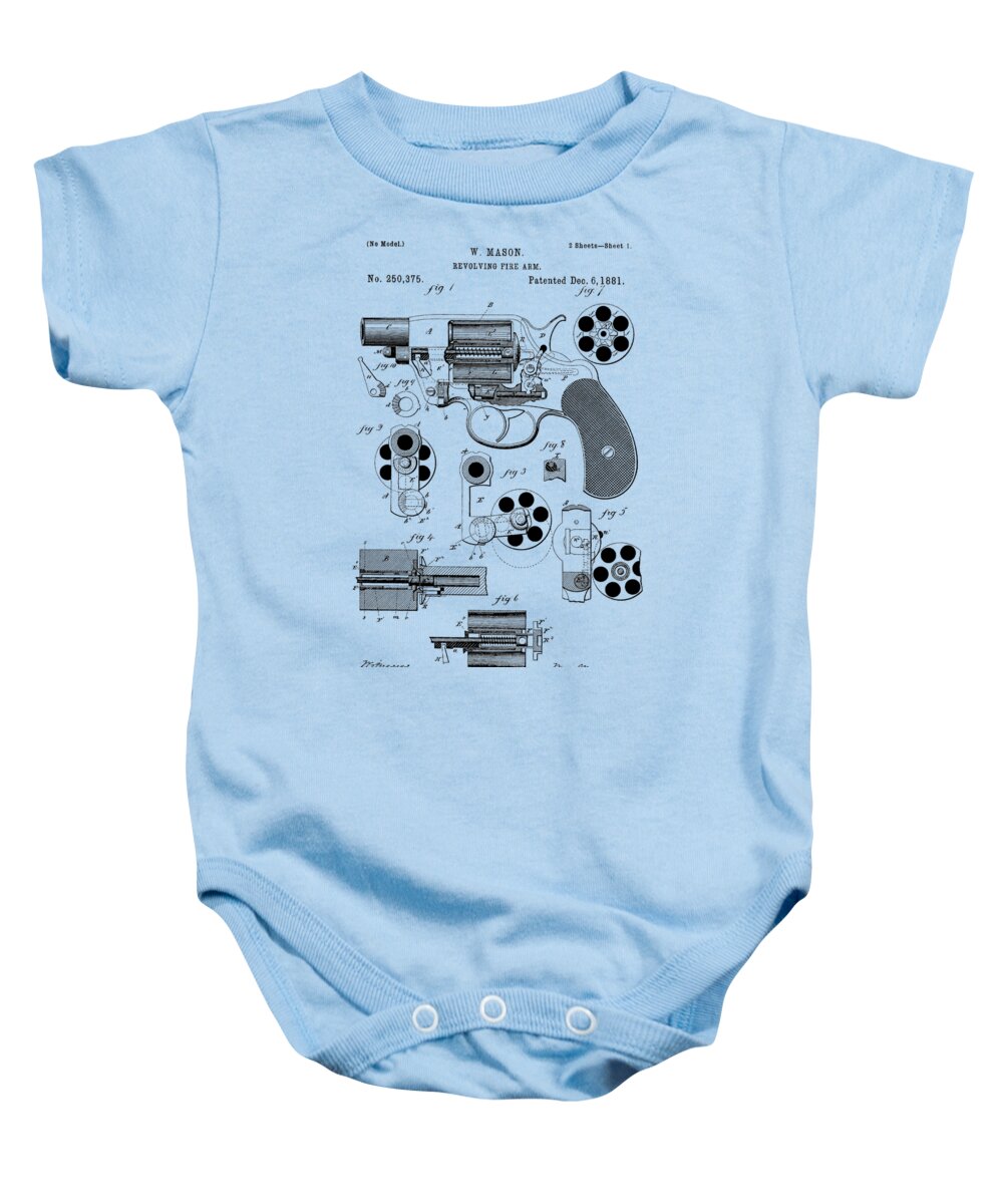 Revolver Baby Onesie featuring the photograph Revolving Fire Arm Patent 1881 #2 by Chris Smith