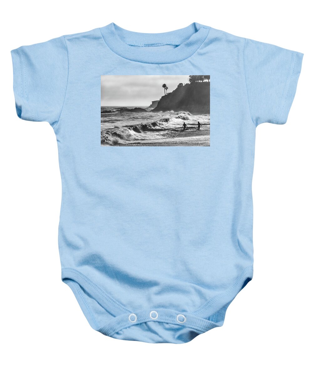 Waves Baby Onesie featuring the photograph Surfs Up #1 by Cliff Wassmann