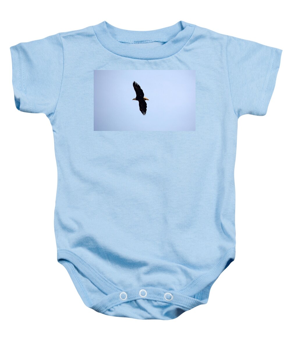 Bald Eagle Baby Onesie featuring the photograph Up Above #1 by Linda Kerkau