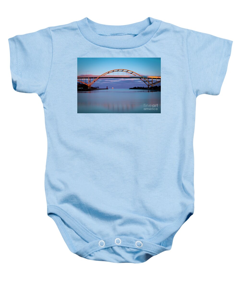 Milwaukee Baby Onesie featuring the photograph 1441 Hoan Bridge Milwaukee by Steve Sturgill