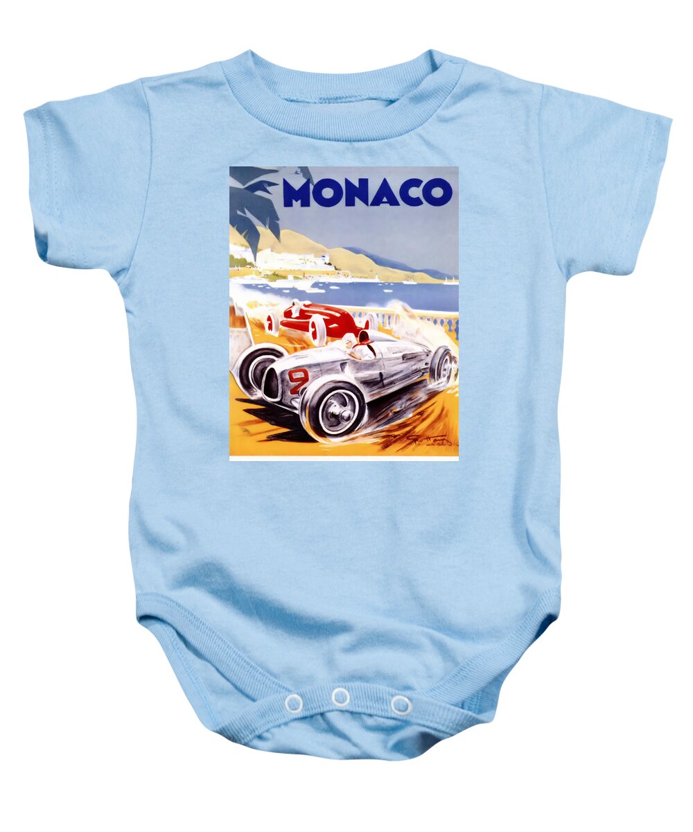 F1 Baby Onesie featuring the digital art 1936 F1 Monaco Grand Prix by Georgia Clare