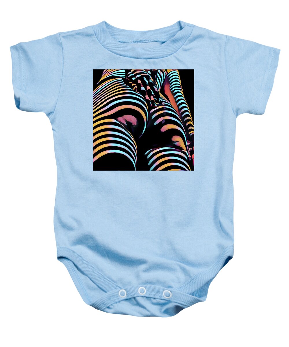 Sensual Baby Onesie featuring the digital art 1937s-AK Sliding Her Hand Down Her Naked Back rendered in Composition style by Chris Maher