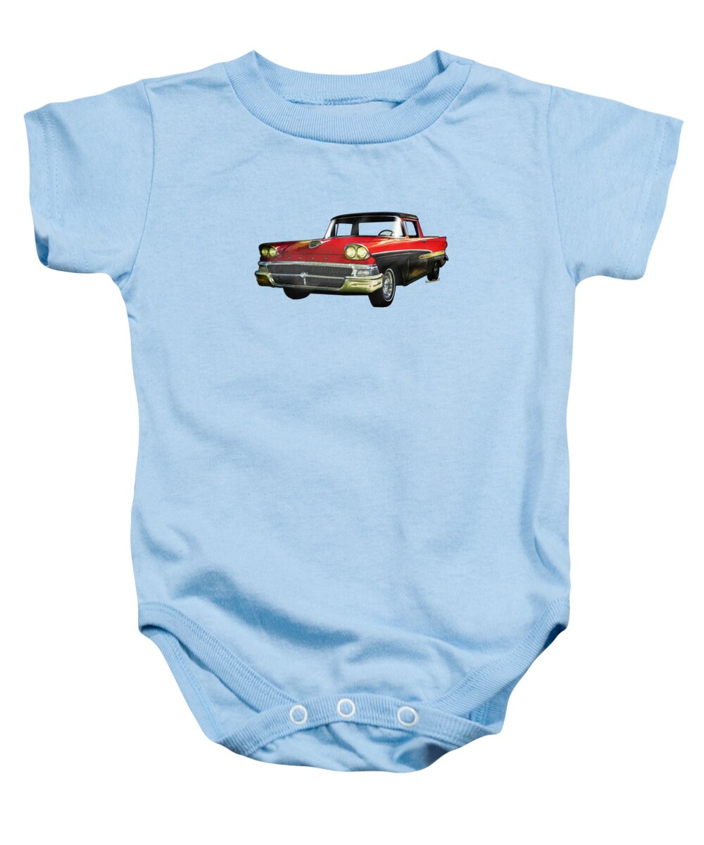 1958 Baby Onesie featuring the digital art 1958 Ford Ranchero Watercolour by Chas Sinklier