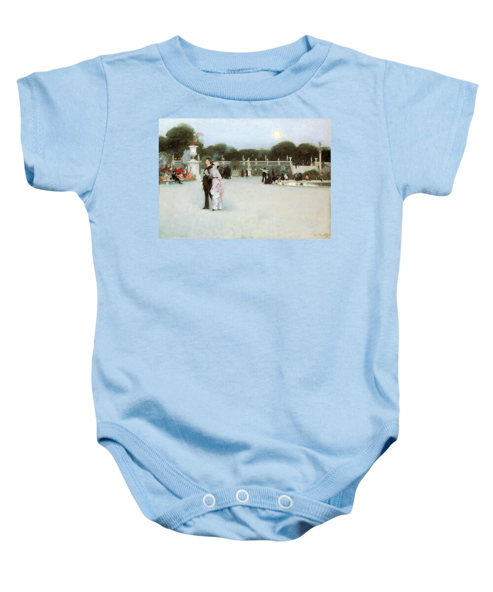 John Singer Sargent Baby Onesie featuring the painting In the Luxembourg Gardens #3 by John Singer Sargent