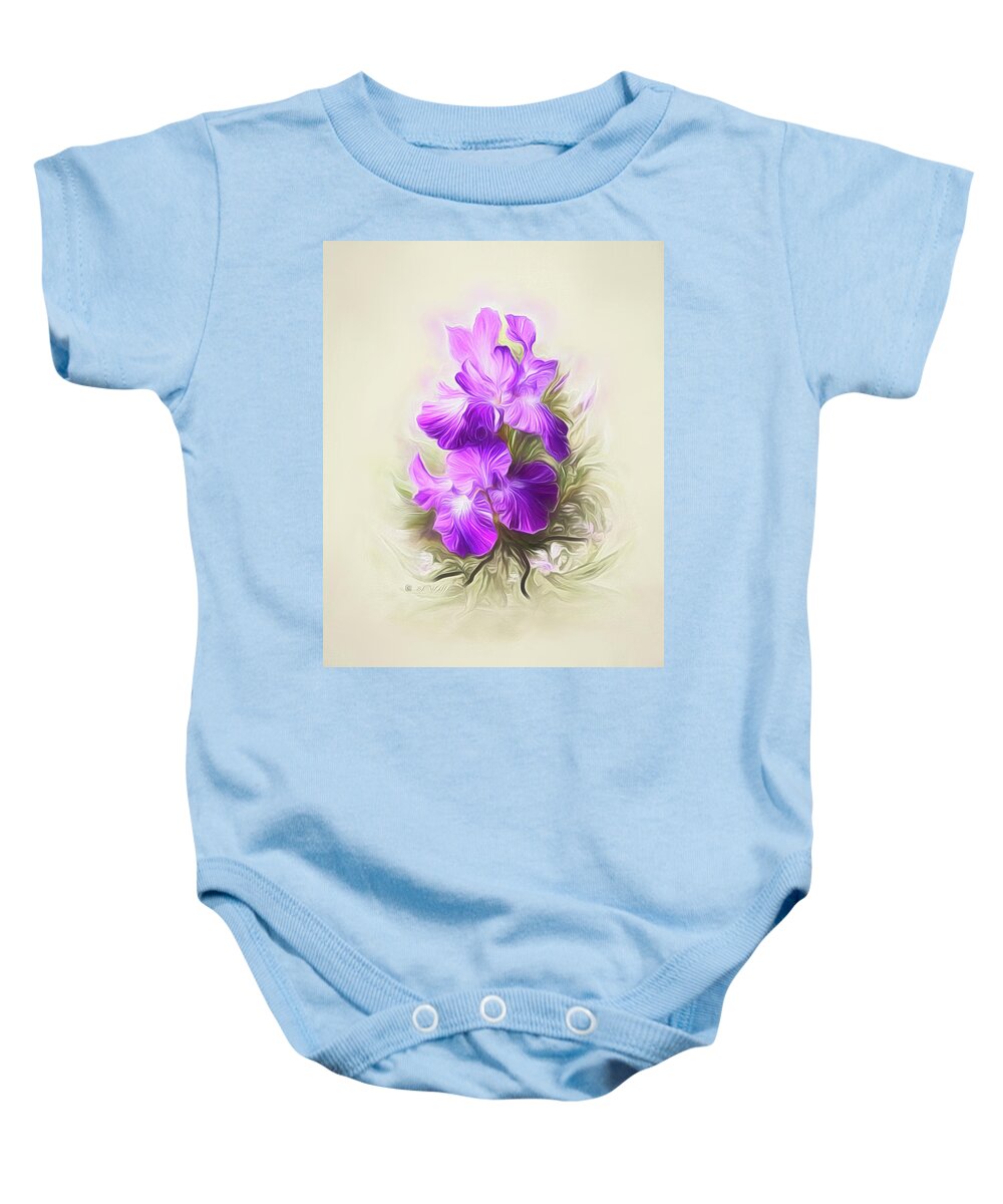 Iris Baby Onesie featuring the digital art Purple Iris #2 by Bonnie Willis