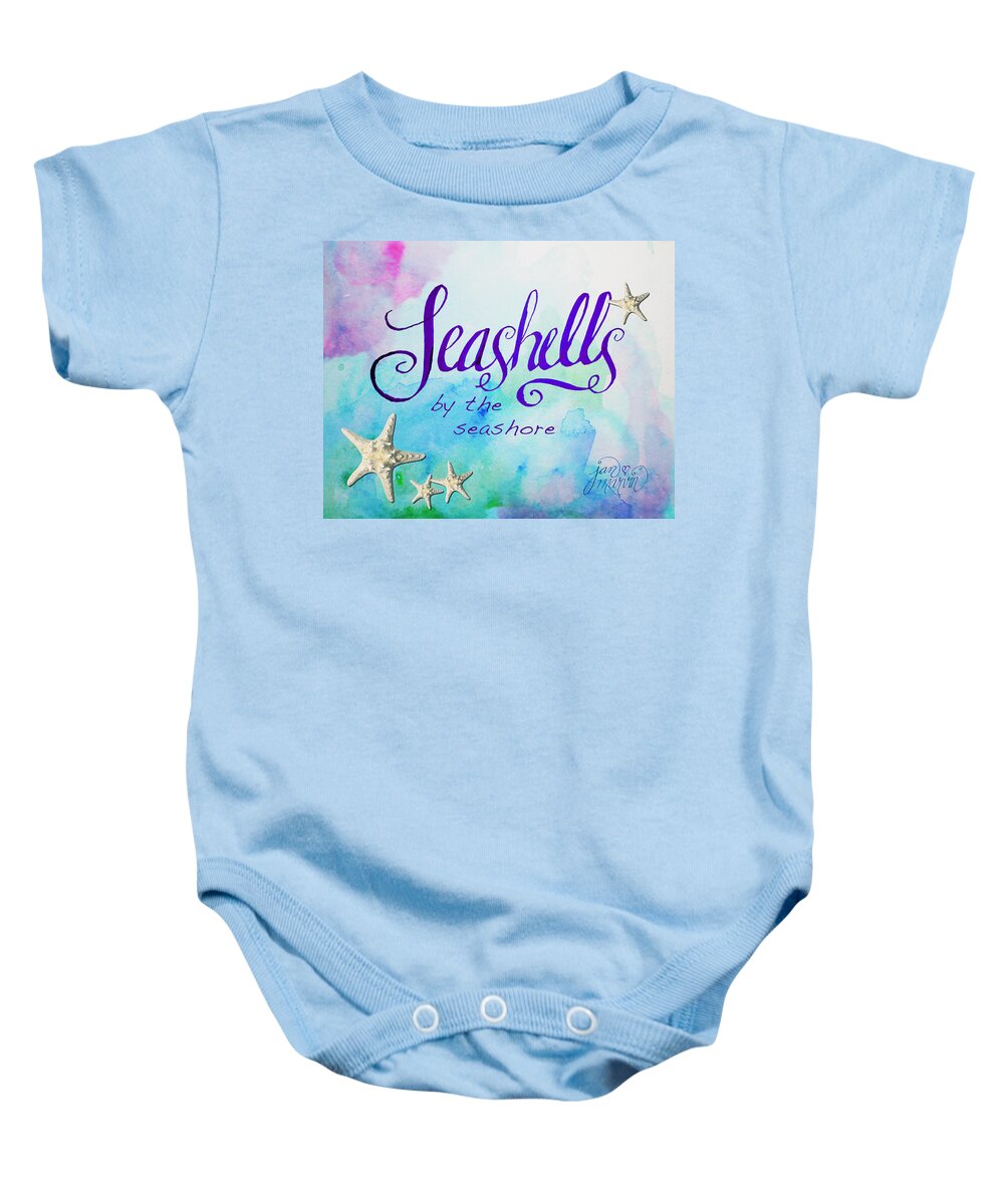 Print Baby Onesie featuring the painting Seashells by Jan Marvin #1 by Jan Marvin