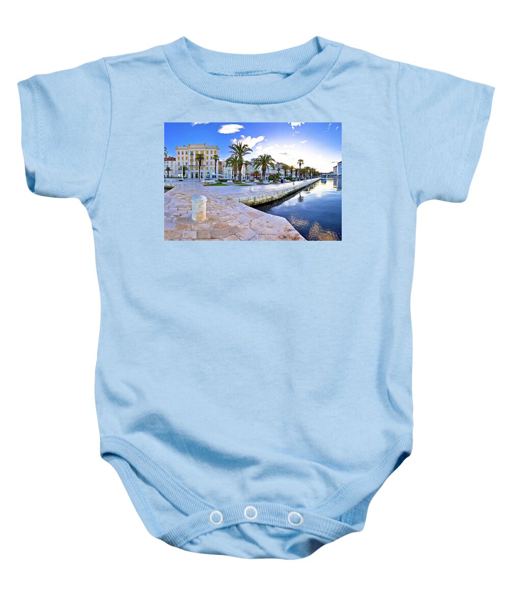 Split Baby Onesie featuring the photograph Split waterfront panoramic view from pier #2 by Brch Photography
