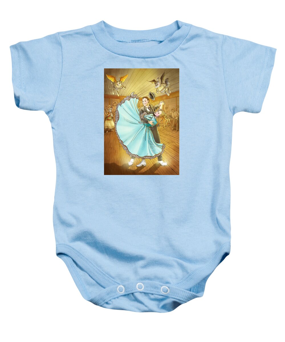 wild West Baby Onesie featuring the painting The Magic Dancing Shoes #2 by Reynold Jay