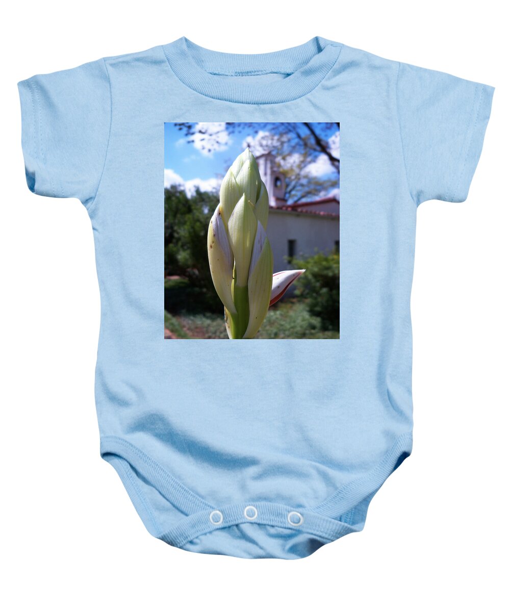 White Towers Baby Onesie featuring the digital art 2 White Towers by Pamela Smale Williams