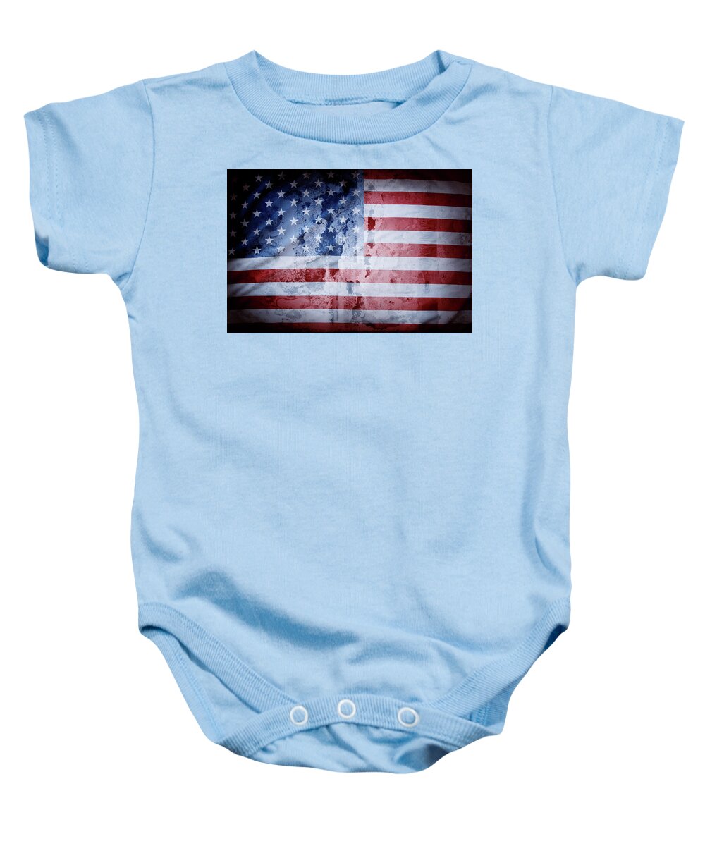American Flag Baby Onesie featuring the photograph American flag 38 by Les Cunliffe