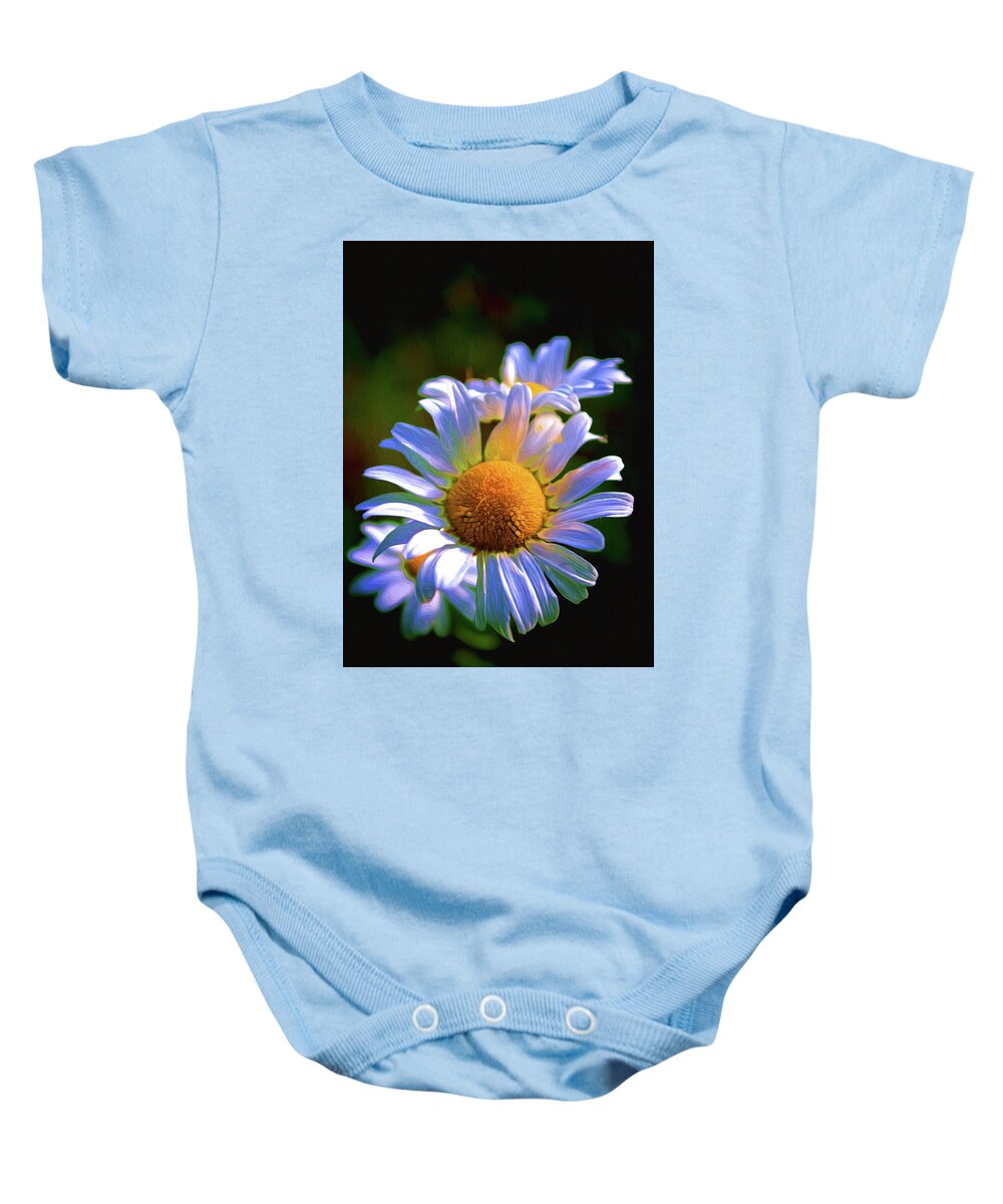 Daisy Baby Onesie featuring the painting Daisy #3 by Prince Andre Faubert