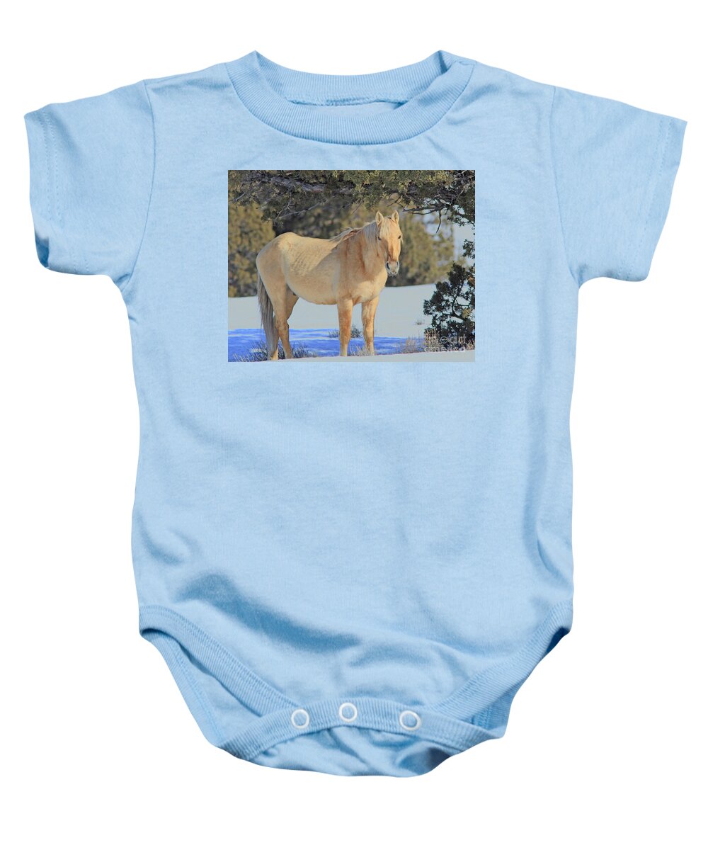 Wild Mustang Baby Onesie featuring the photograph Wild Mustang #3 by Gary Wing