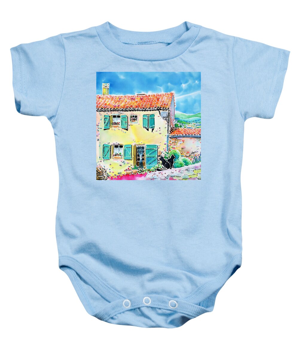 France Baby Onesie featuring the painting View of Luberon by Hisayo OHTA