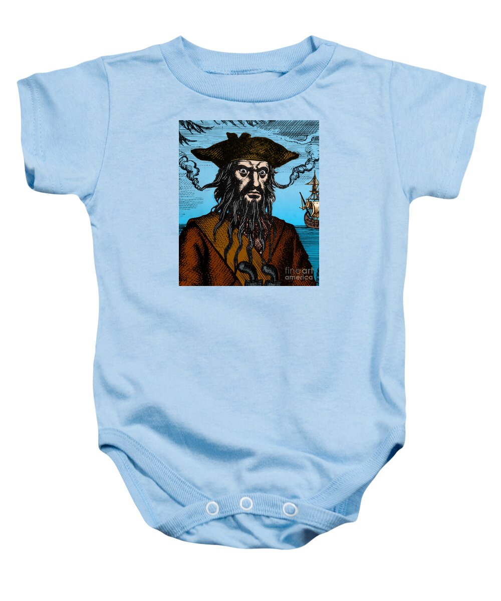 History Baby Onesie featuring the photograph Blackbeard Edward Teach English PIrate #6 by Science Source