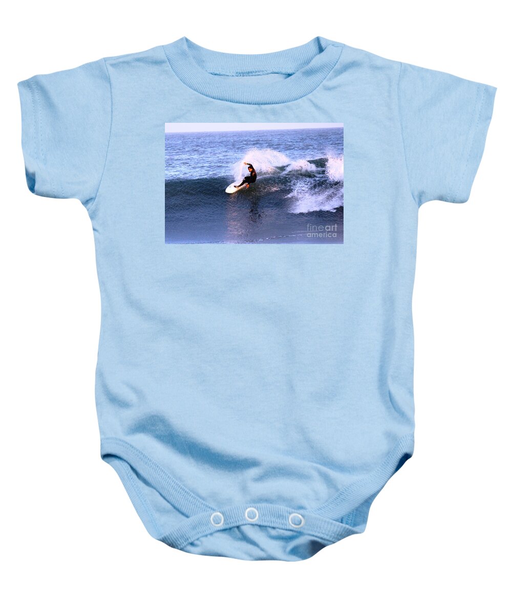 Surfing Baby Onesie featuring the photograph Action images by Donn Ingemie