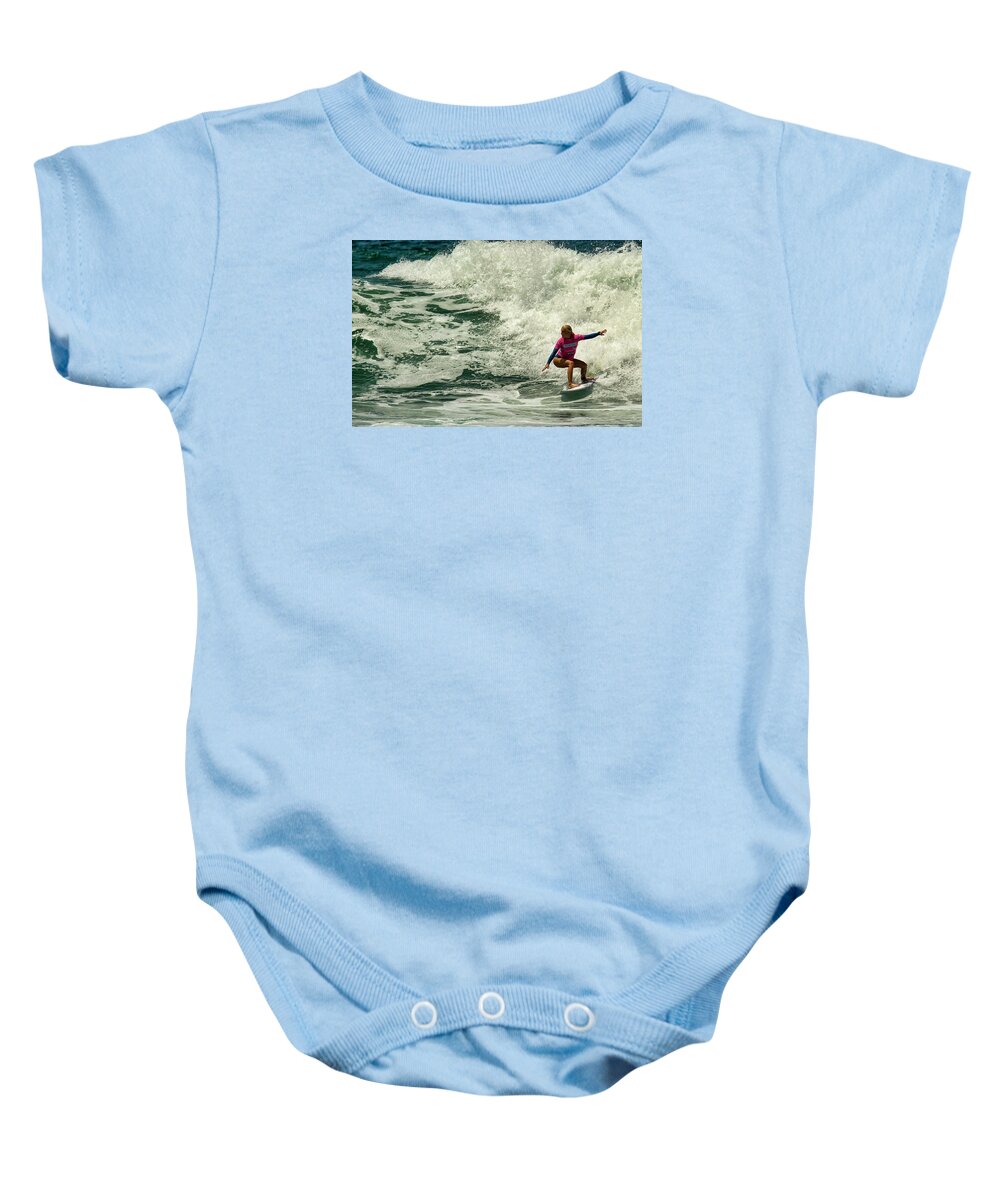 Surfers Baby Onesie featuring the photograph Tatiana Weston-Webb #6 by Waterdancer