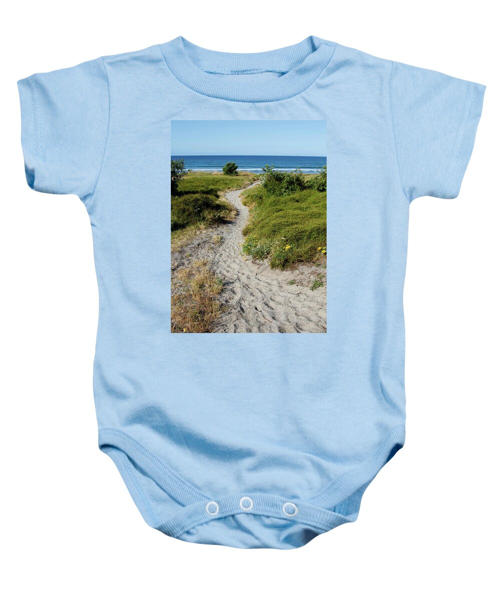 Beach Baby Onesie featuring the photograph Beach walkway 7 by Les Cunliffe