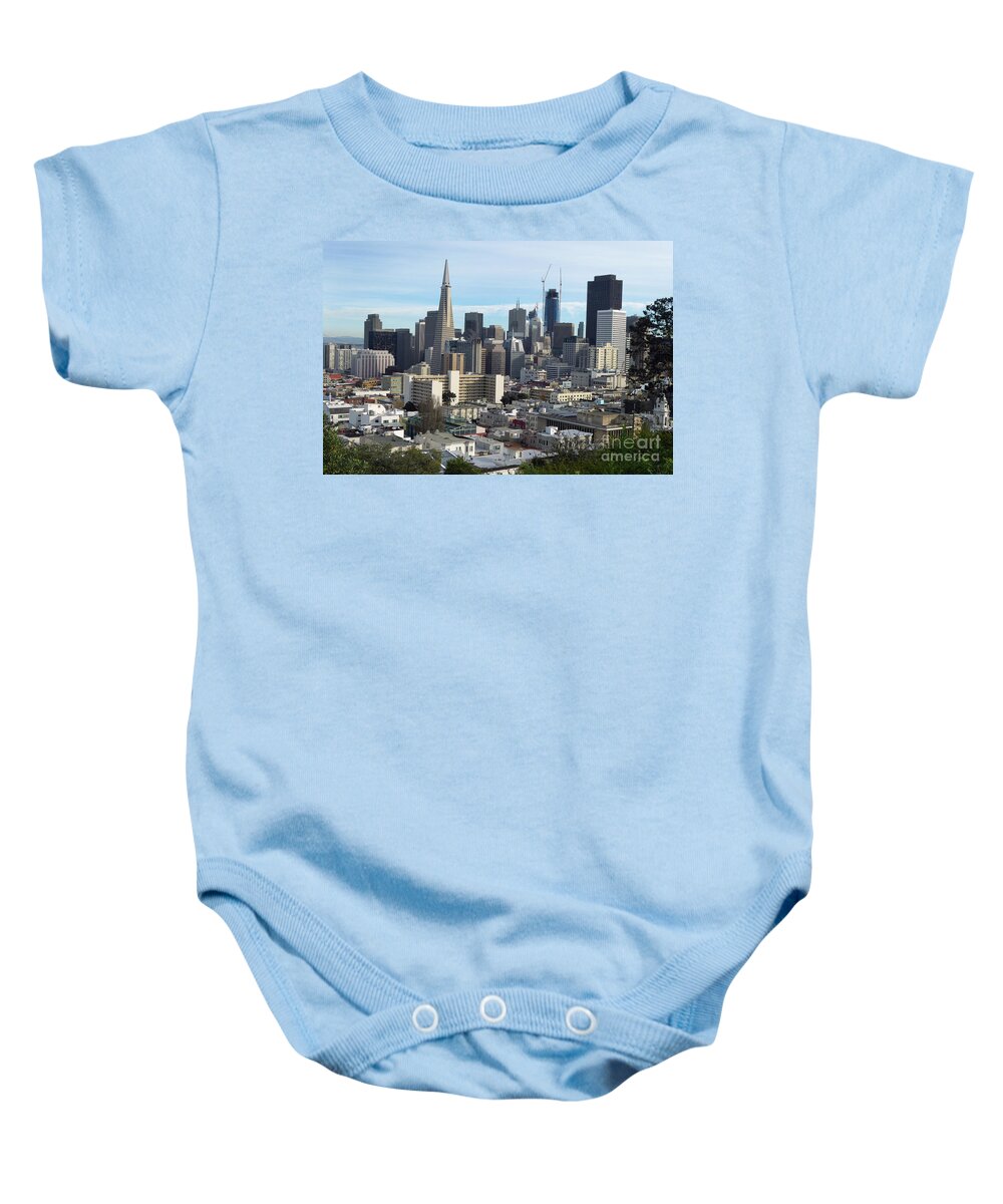 Golden Gate Bridge Baby Onesie featuring the photograph A View of Downtown from Nob Hill by Steven Spak