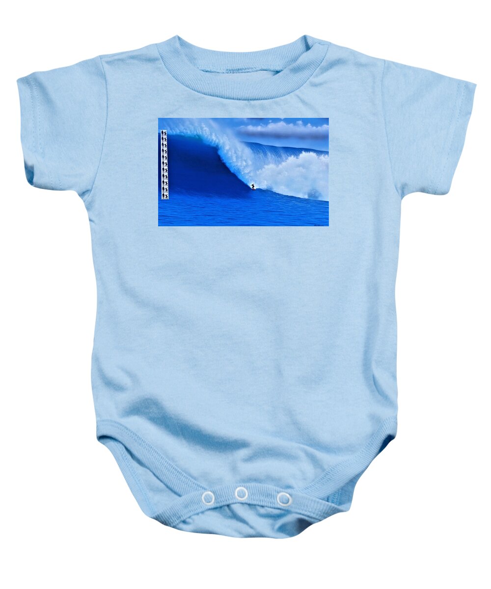Surfing Baby Onesie featuring the painting Jaws - Biggest Ever PADDLED by John Kaelin