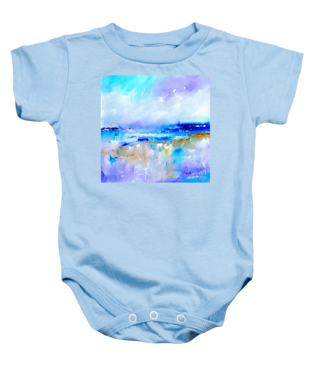 Abstract Baby Onesie featuring the painting Abstarct landscapart available as a wall print on canvas - signed and numbered see www.pixi-art.com by Mary Cahalan Lee - aka PIXI