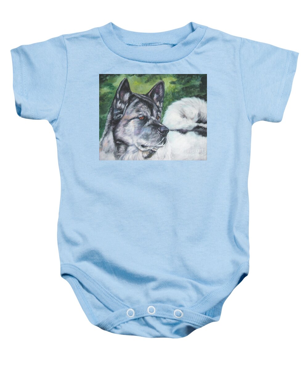 Dog Baby Onesie featuring the painting Akita by Lee Ann Shepard