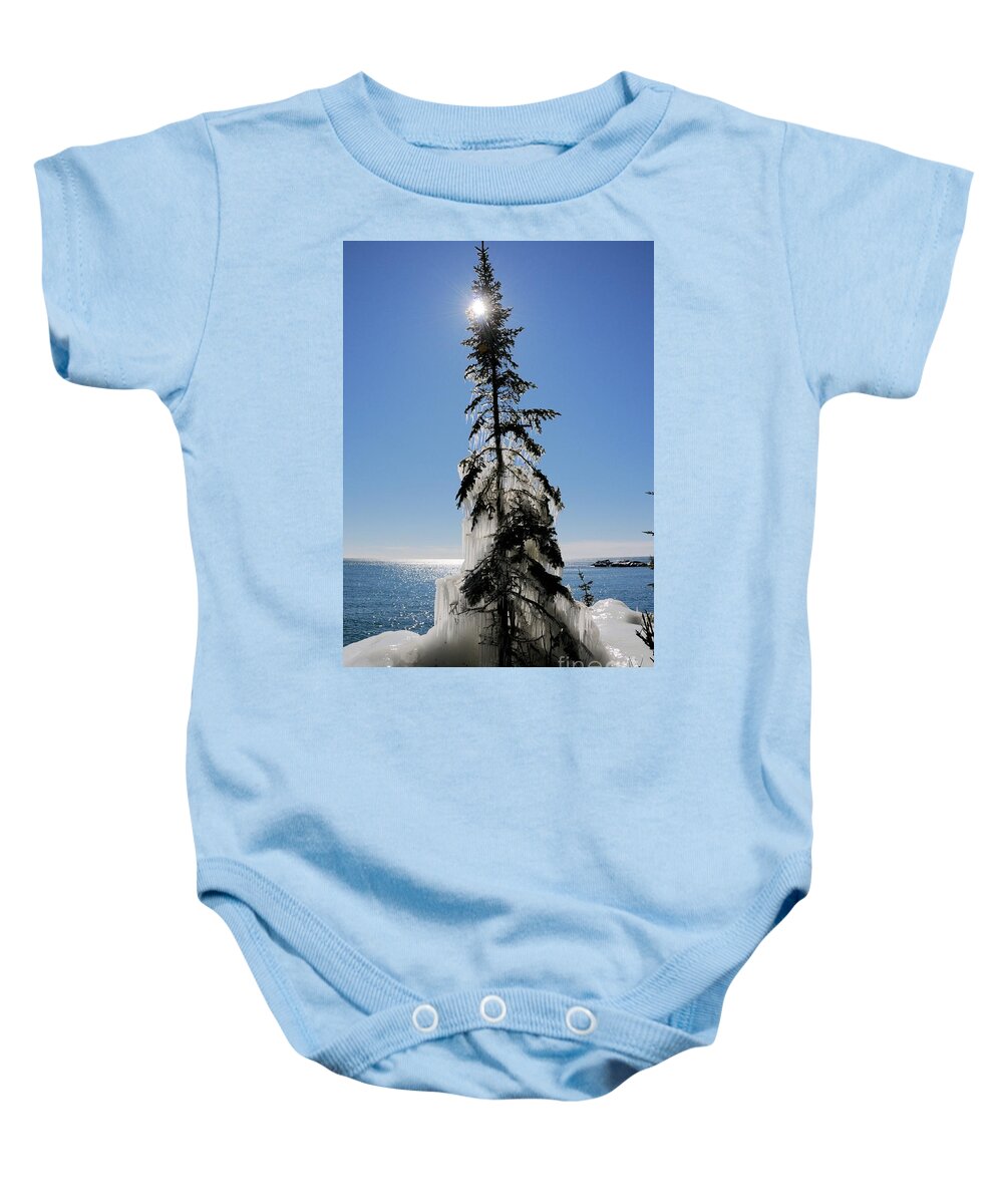 Spruce Tree Baby Onesie featuring the photograph All Spruced Up by Sandra Updyke