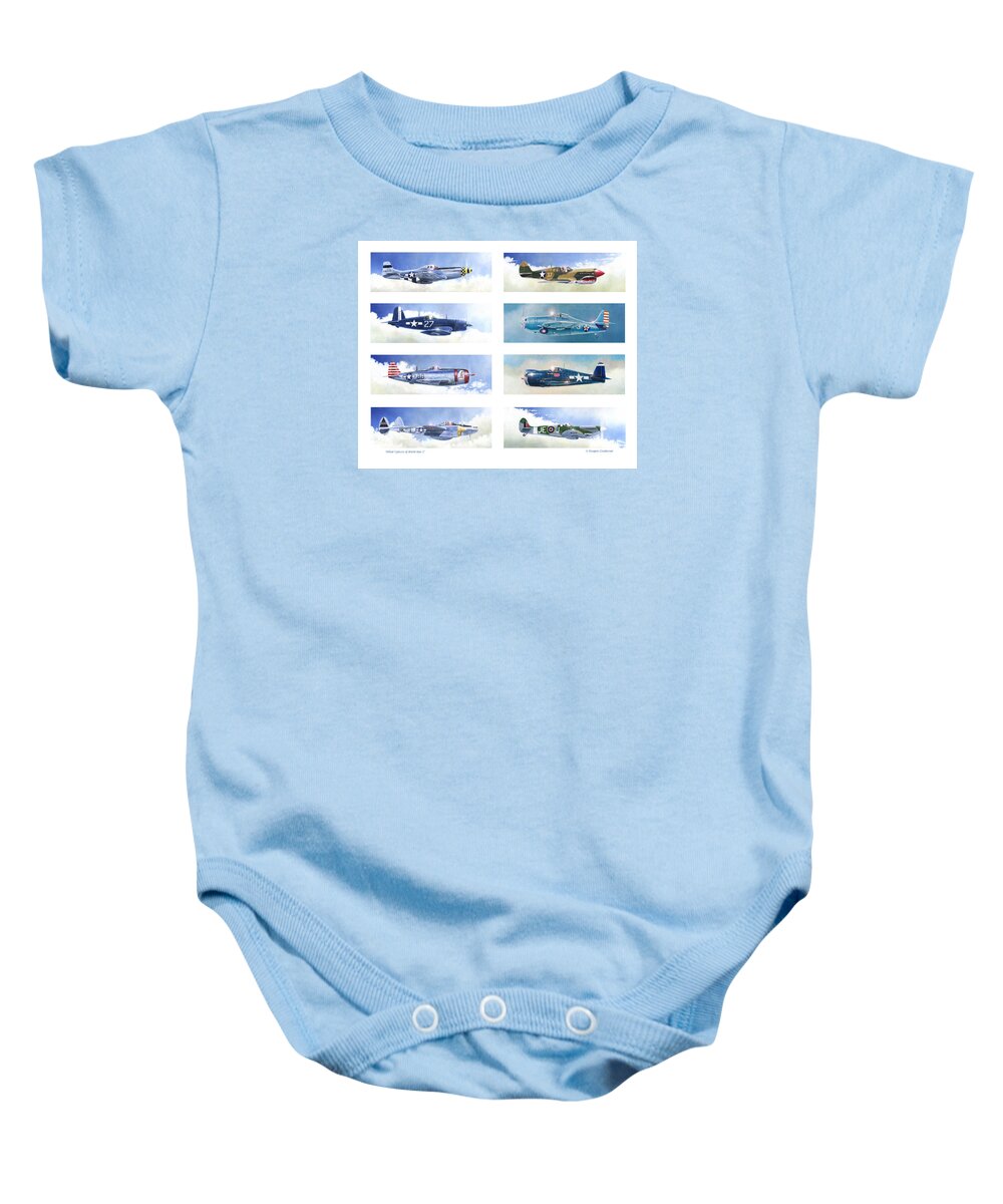 Warplane Baby Onesie featuring the painting Allied Fighters of the Second World War by Douglas Castleman