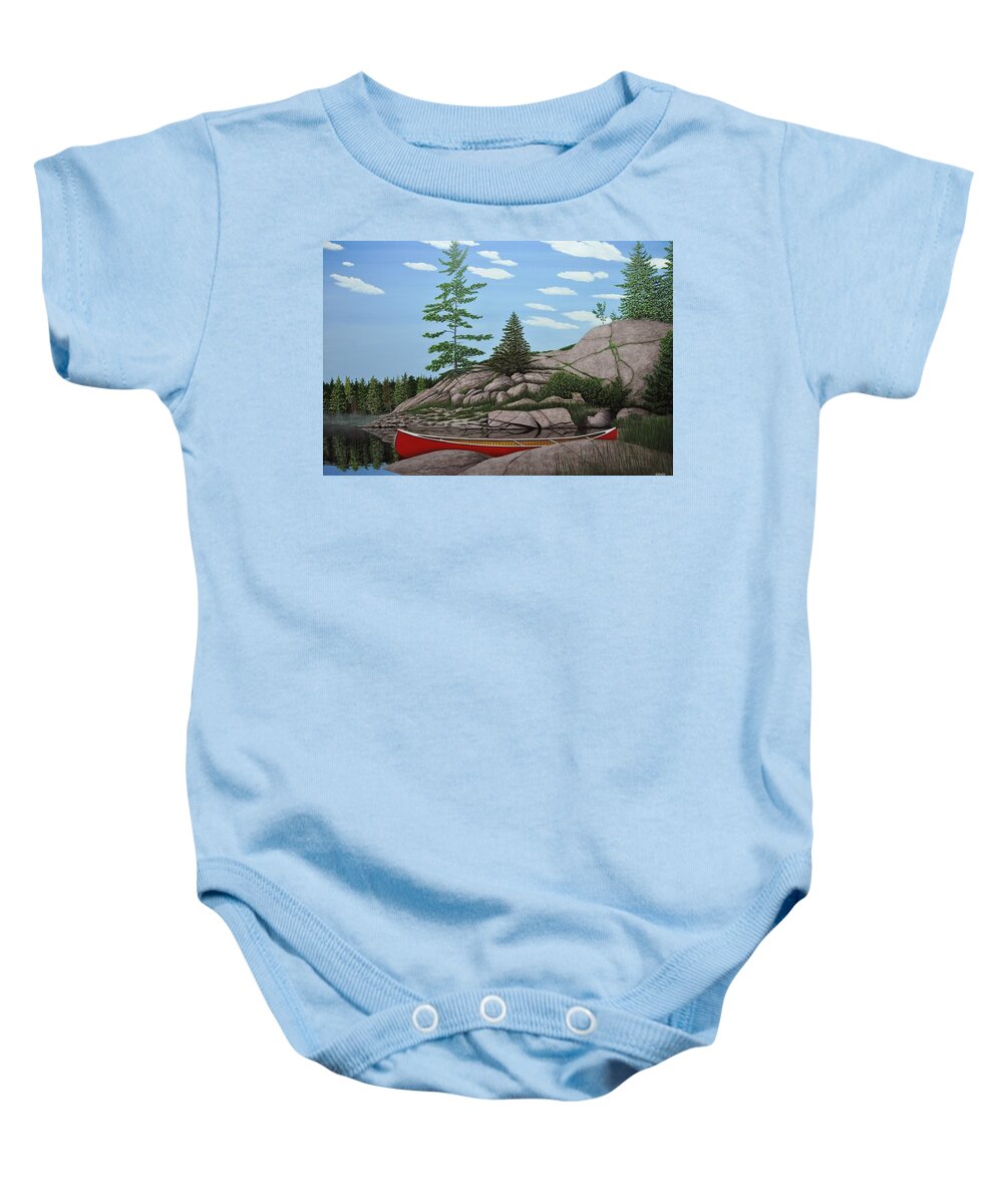 Canoes Baby Onesie featuring the painting Among the Rocks II by Kenneth M Kirsch