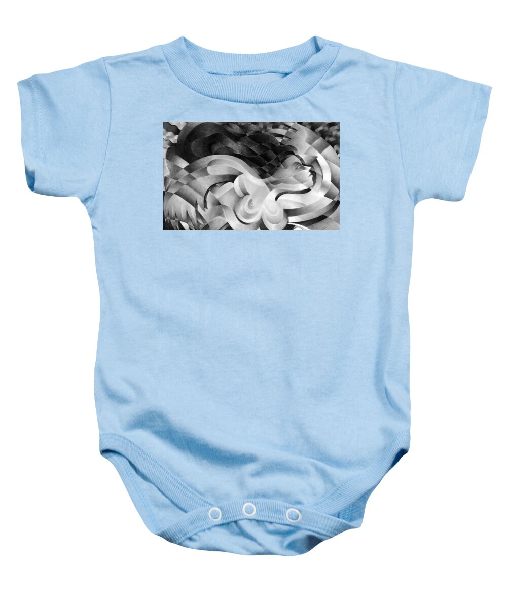 Art Baby Onesie featuring the drawing Amore by Myron Belfast